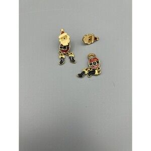 Santa Christmas 2in1 Studs Or Dangle Moving Articulating Earrings Vintage